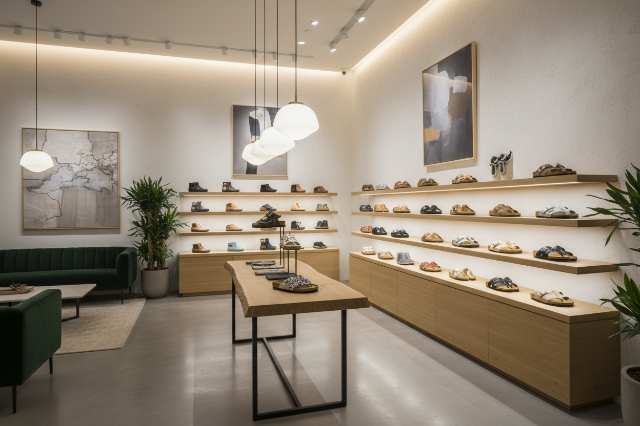 Boutique Interior with Birkenstock Shoes